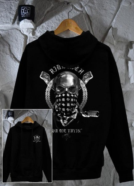 Ride Rich Chrome And Bones Motorcycle Hoodie